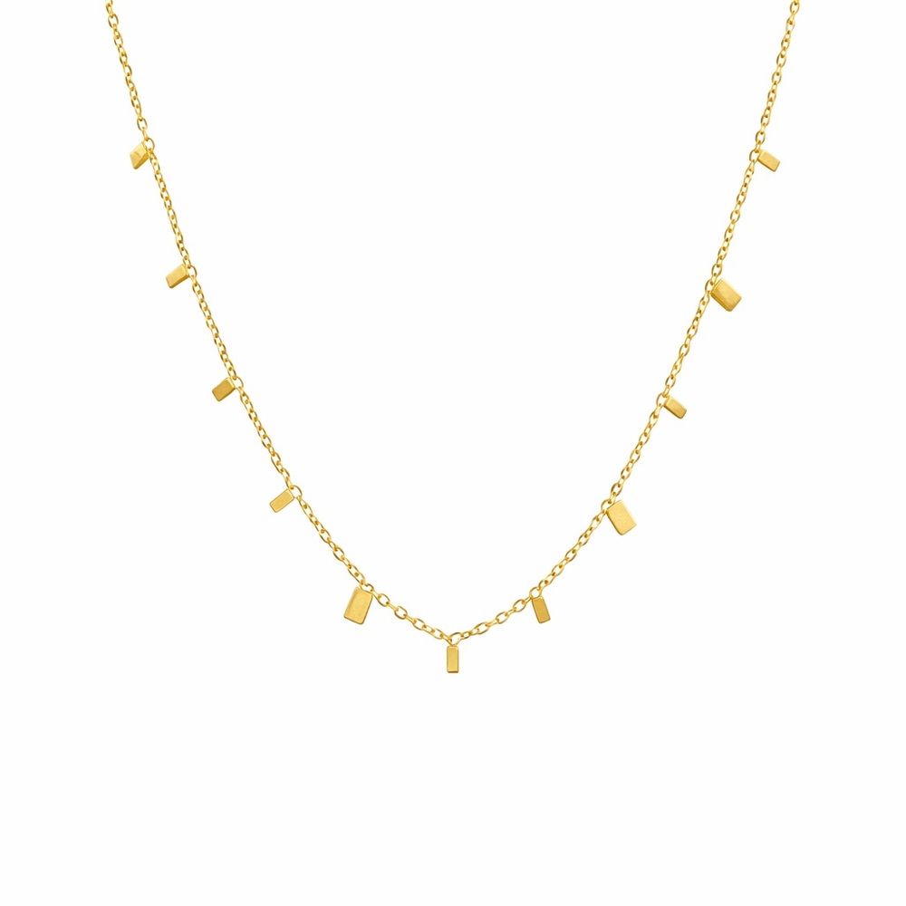 Gold Rectangle Charm Necklace - image 1